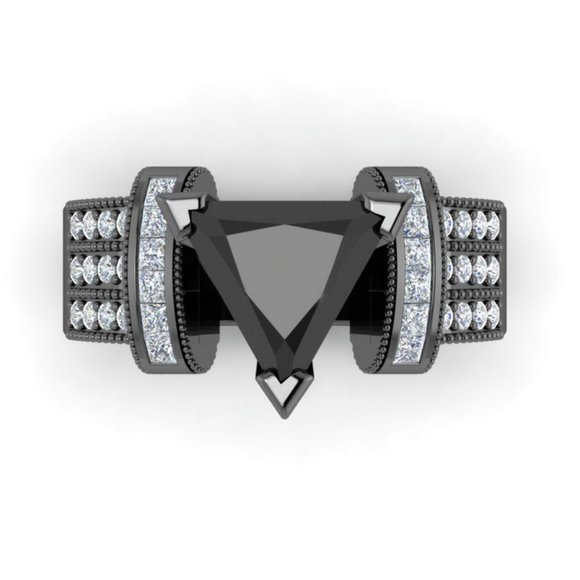 Jewelry - 14kt Black Gold Filled Trillion Cut Black Sapphire